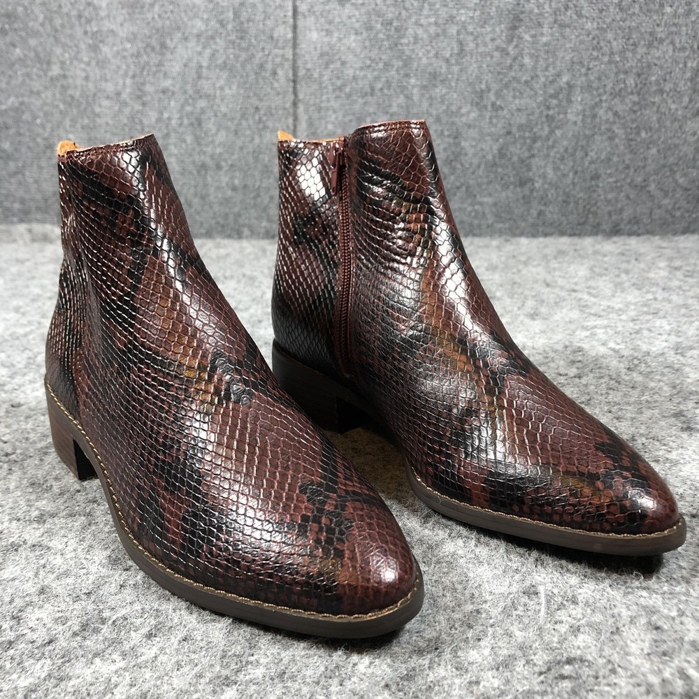 Lucky‎ Brand Lenniee Booties Womens 7 Brown Snake Leather Ankle Boots Zip